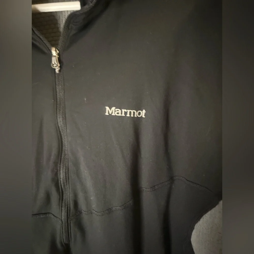 Marmot Variant Hoody Men’s Large Black Gray Hybrid Grid Fleece Jacket C61050